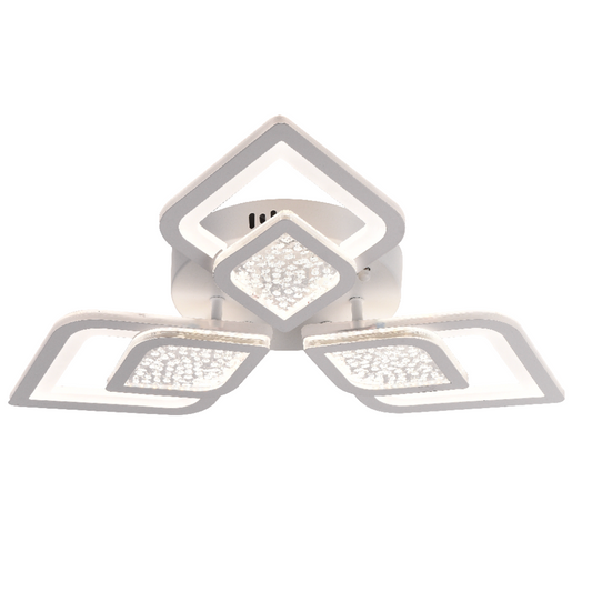 Lustra LED cu telecomanda Angiolo, 64W, 3 Petale, lumina Rece/Calda/Neutra, Dimabila, Alb