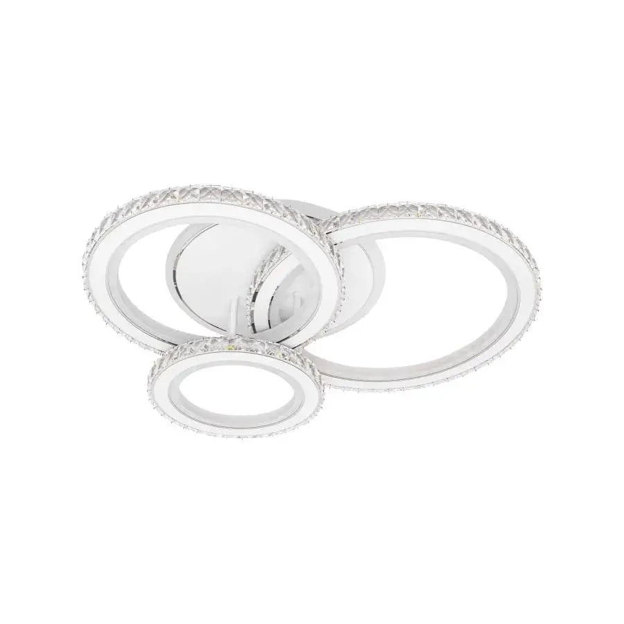 Lustra LED cu telecomanda si cristal NOVA ROTONDA RGB, 154W, 3 Cercuri, lumina Rece/Calda/Neutra, Dimabila, Alb