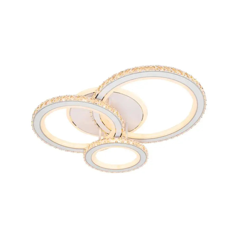 Lustra LED cu telecomanda si cristal NOVA ROTONDA RGB, 154W, 3 Cercuri, lumina Rece/Calda/Neutra, Dimabila, Alb