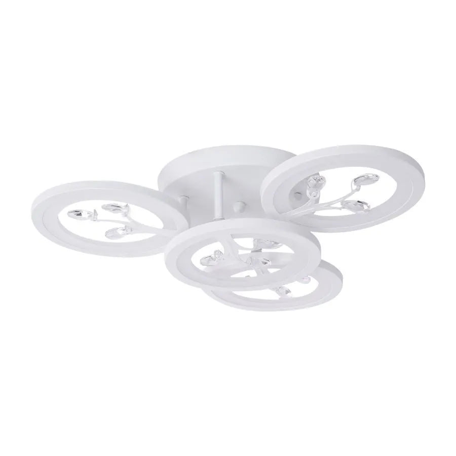 Lustra LED cu Telecomanda DAISY ,4 Elemente, 49W, Lumina Rece/Calda/Neutra, Dimabila, Alb cu Cristal