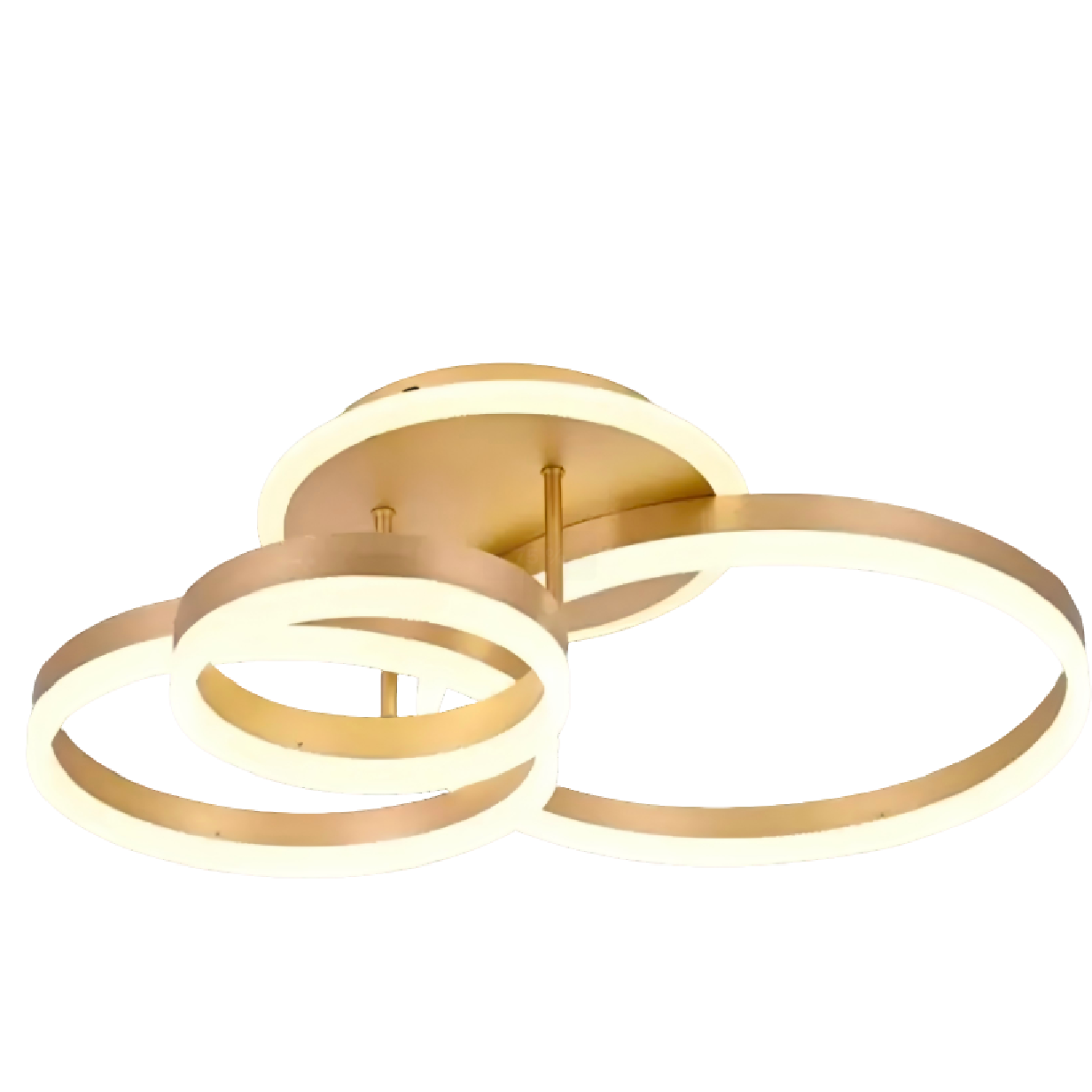 Lustra LED cu telecomanda  ELISABETH, 94W, 3 Cercuri, lumina Rece/Calda/Neutra, Dimabila, Auriu