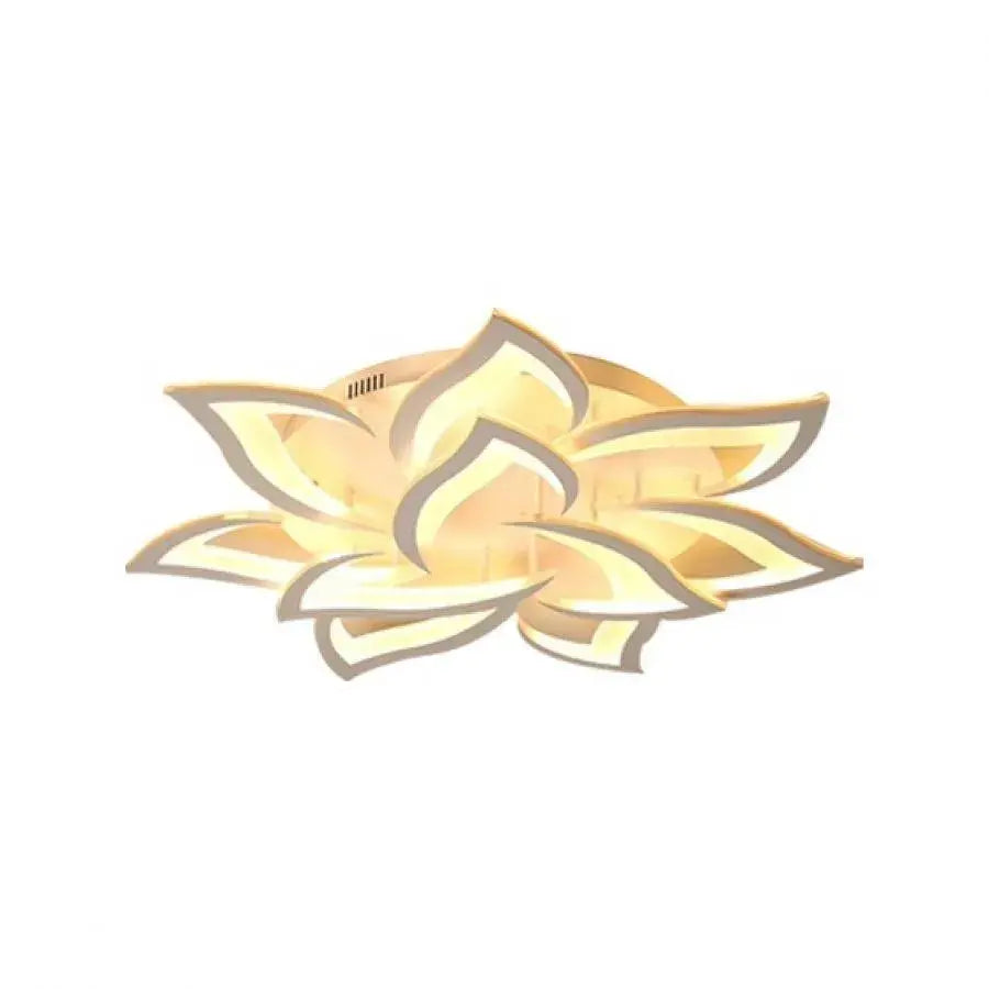 Lustra LED cu telecomanda LOTUS, 110W, 9 Petale, lumina Rece/Calda/Neutra, Dimabila, Alb