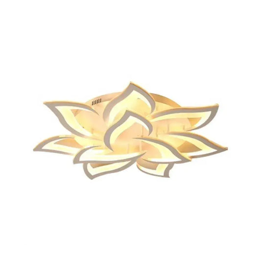 Lustra LED cu telecomanda LOTUS, 110W, 9 Petale, lumina Rece/Calda/Neutra, Dimabila, Alb