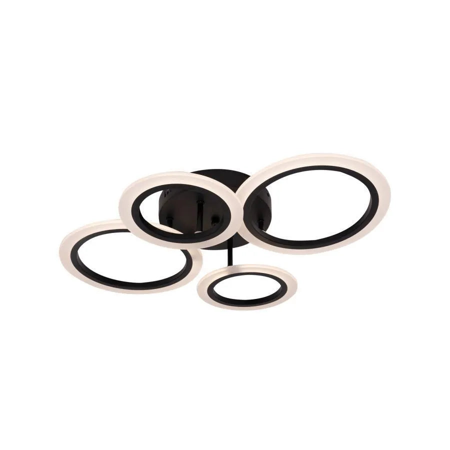 Lustra LED cu telecomanda NATHANIEL, 44W, 4 Cercuri, lumina Rece/Calda/Neutra, Dimabila, Negru