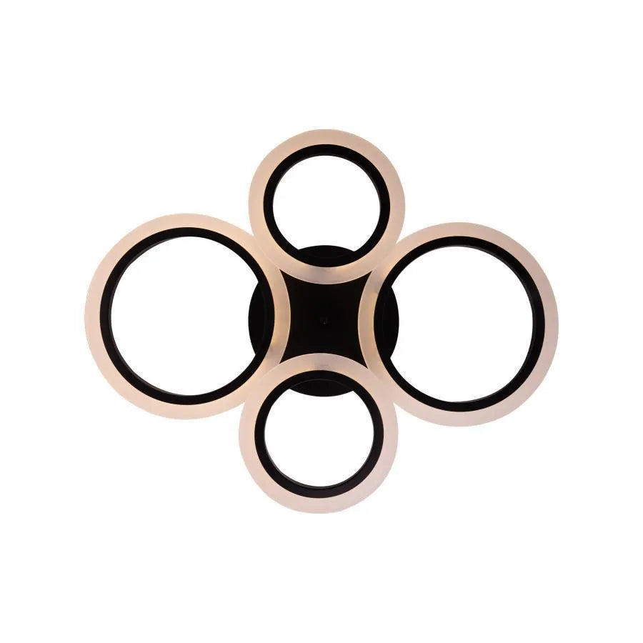 Lustra LED cu telecomanda NATHANIEL, 44W, 4 Cercuri, lumina Rece/Calda/Neutra, Dimabila, Negru