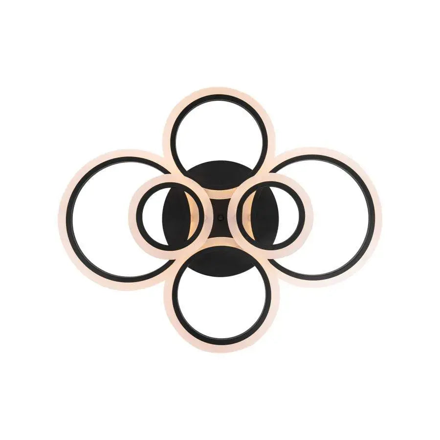 Lustra LED cu telecomanda BETTY, 82W, 6 Cercuri, lumina Rece/Calda/Neutra, Dimabila, Negru