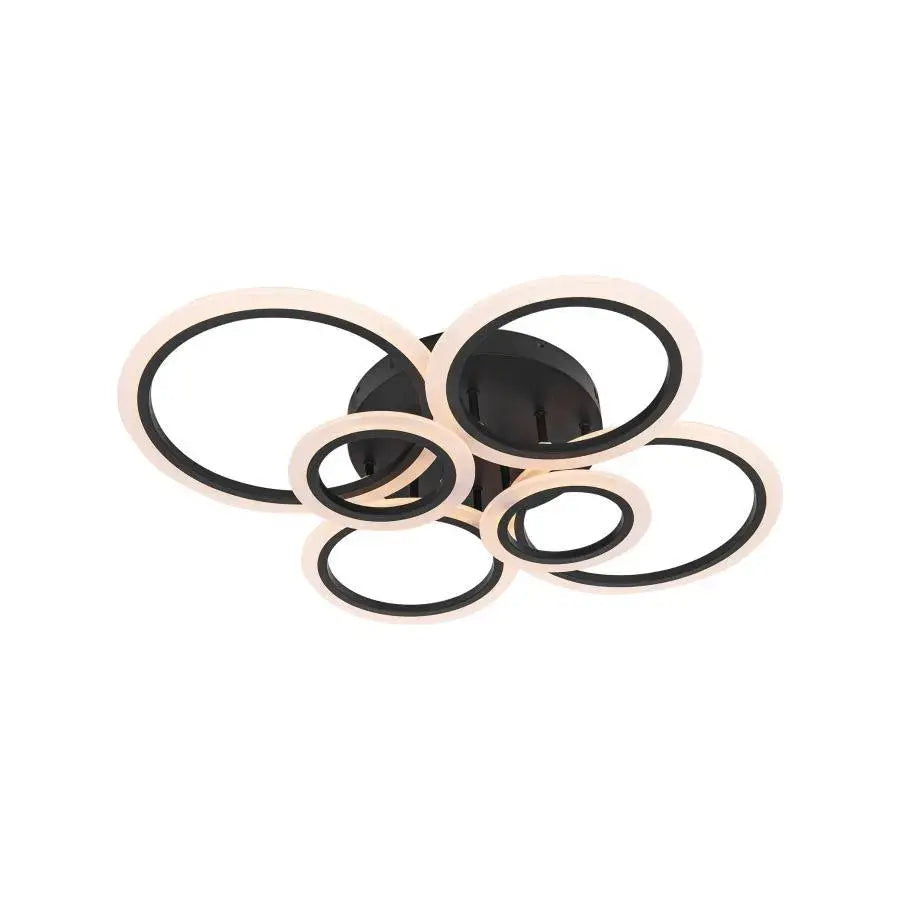 Lustra LED cu telecomanda BETTY, 82W, 6 Cercuri, lumina Rece/Calda/Neutra, Dimabila, Negru