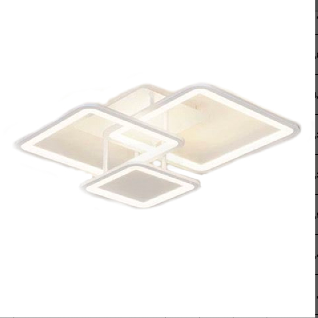 Lustra LED cu Telecomanda, ZOE, 3 Patrate, 64W, Lumina Rece/Calda/Neutra, Dimabila, Alb