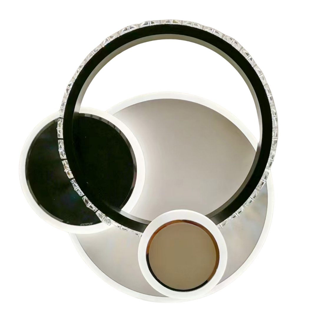 Lustra LED PRISMIQ, 30W, 3 Cercuri, lumina Rece/Calda/Neutra, Negru