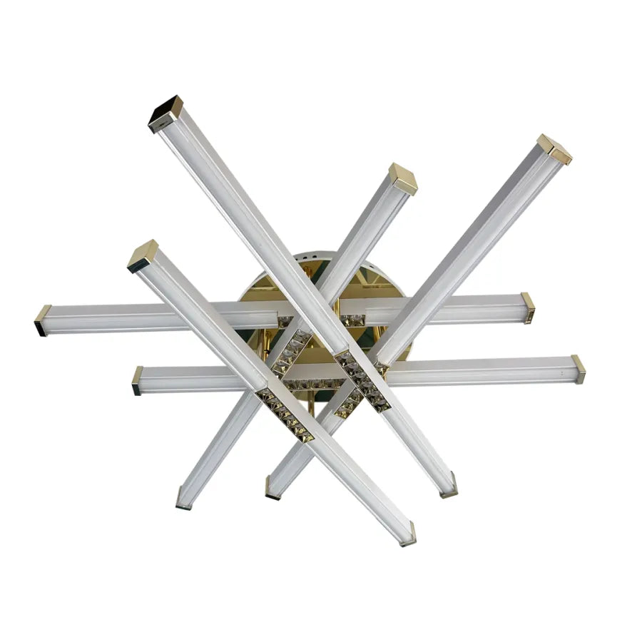 Lustra LED cu Telecomanda Makoto 144W Lumina Rece/Calda/Neutra Dimabila Auriu cu Alb