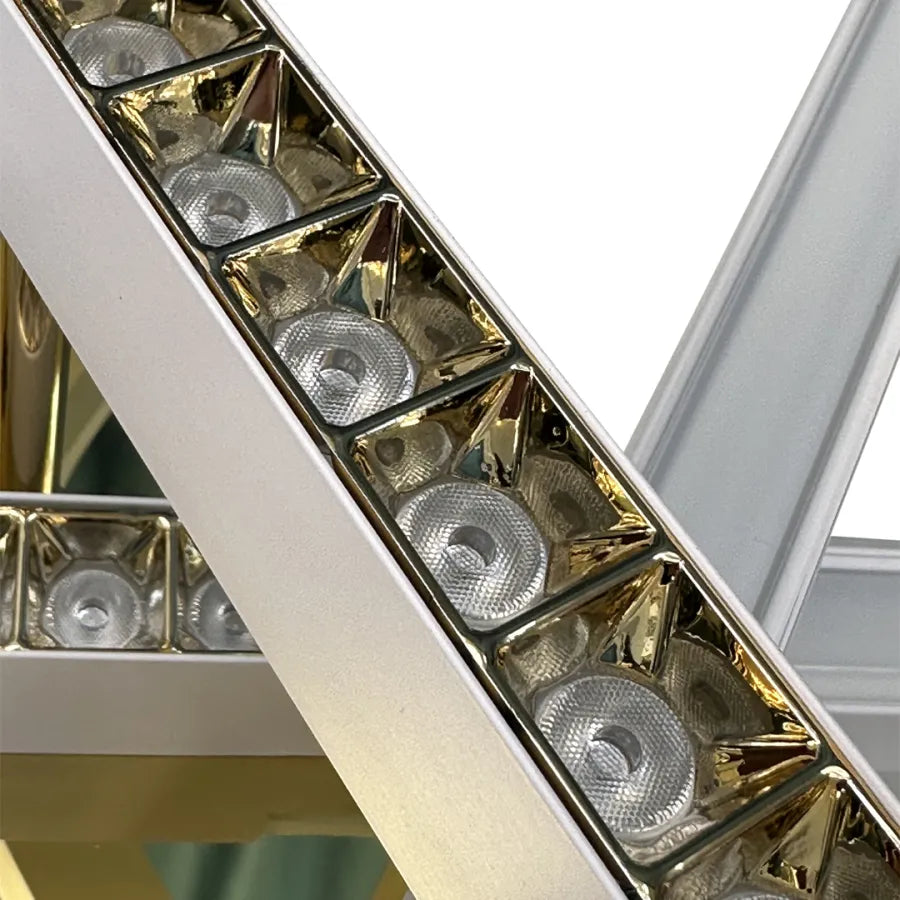 Lustra LED cu Telecomanda Makoto 144W Lumina Rece/Calda/Neutra Dimabila Auriu cu Alb